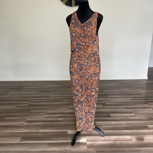 House of Harlow 1960 Brown and Blue Patterned Dress size L